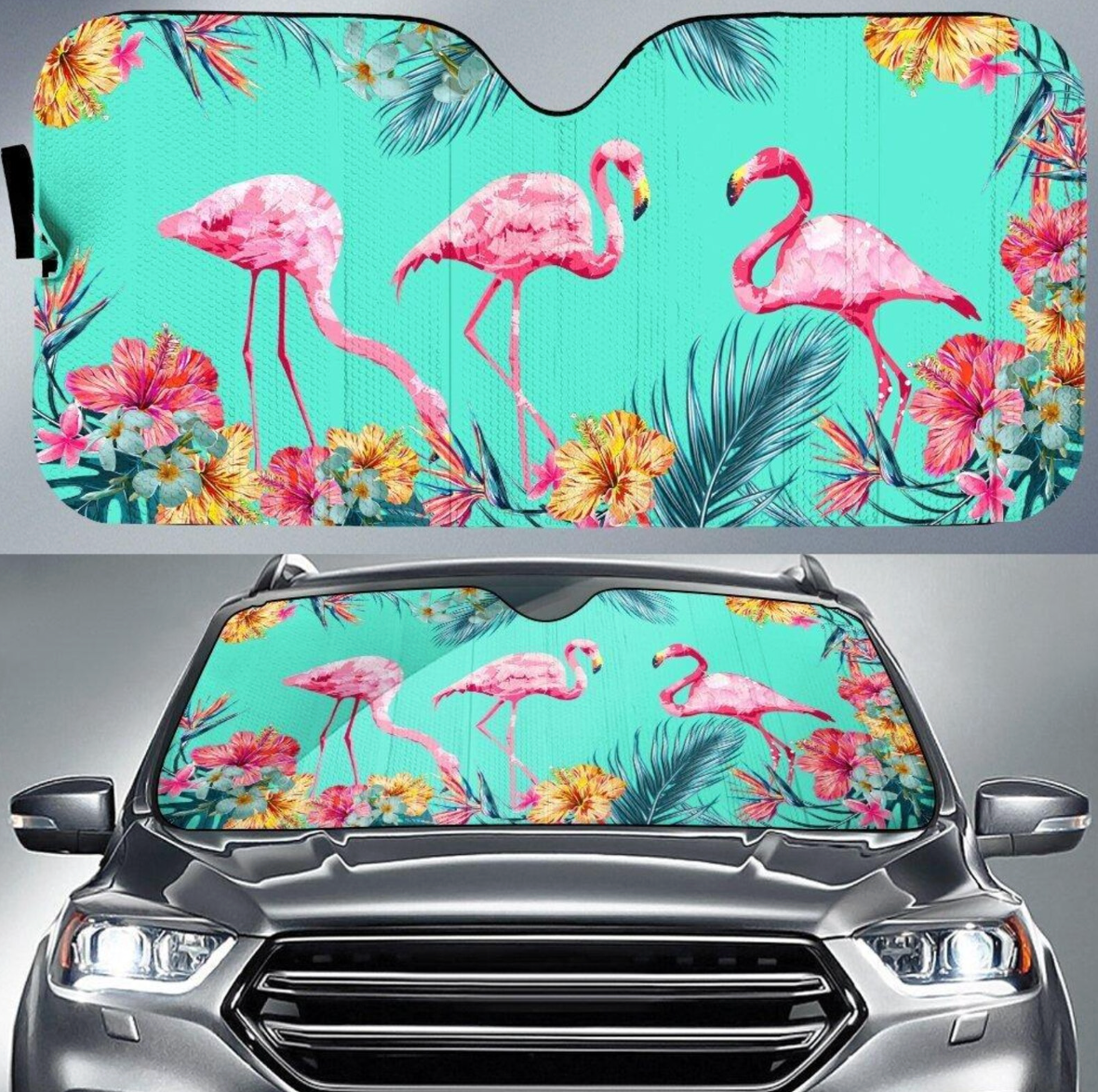 Flamingo Family Driving Car Auto Sunshade 2